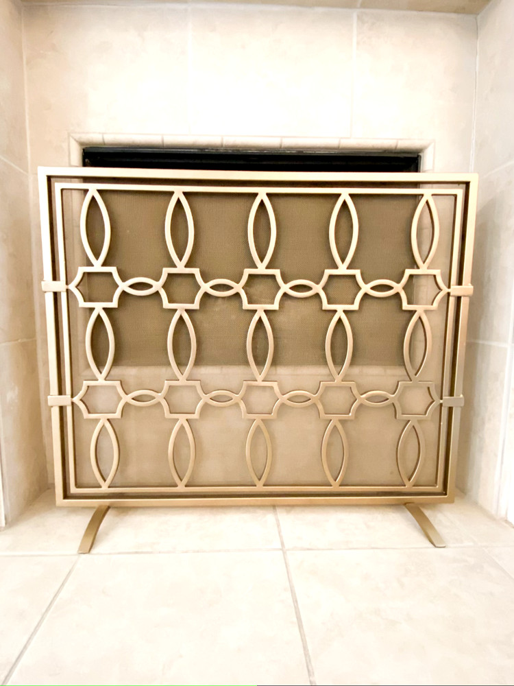 Fireplace Screen Satin Brass