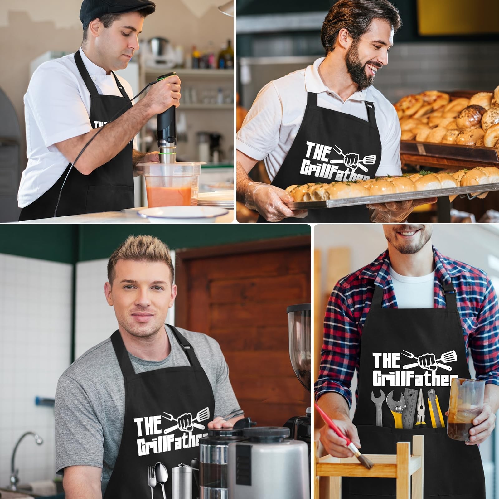 Funny Aprons for Men, Chef Apron with 3 Pockets, Perfect for Kitchen Cooking,...