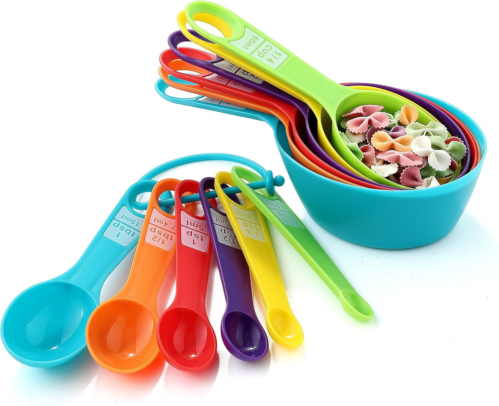 12PCS Measuring Cups,  Colorful Measuring Cups and Spoons Set, Stackable Measuri