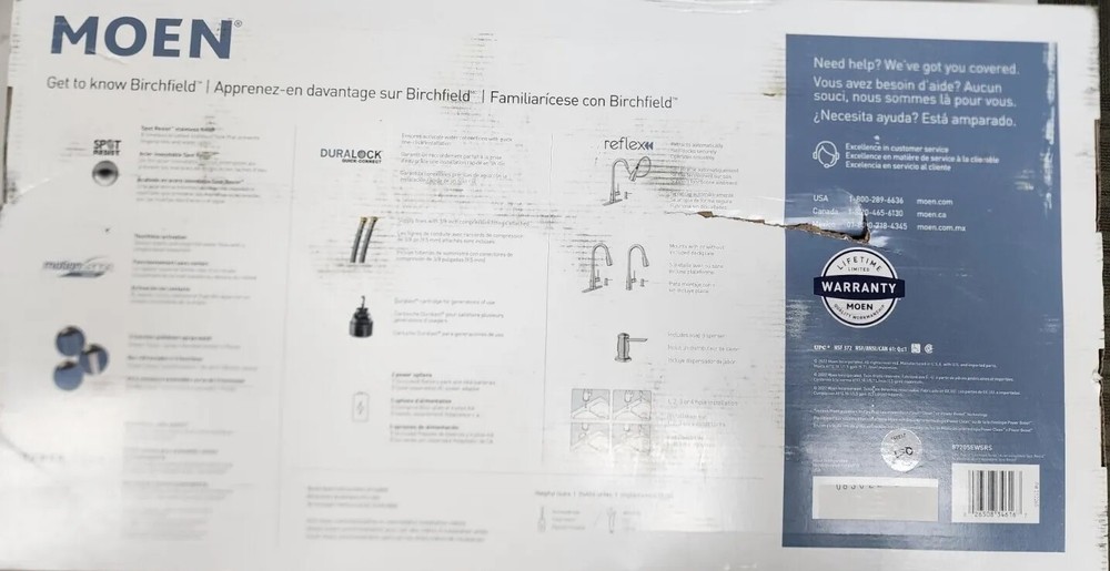Moen Birchfield Touchless SingleHandle Sprayer Kitchen Faucet-Stainless