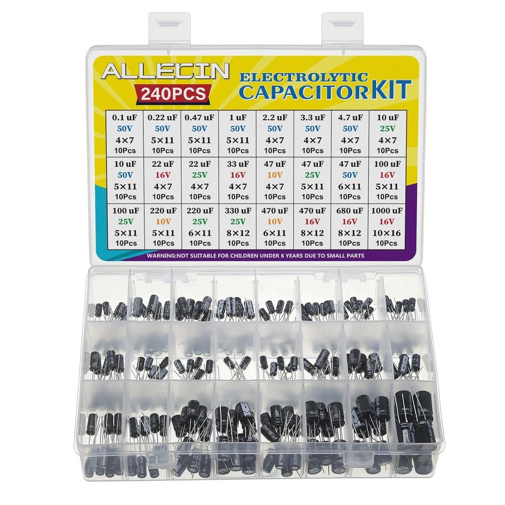 Capacitor Assortment Kit 24 Values Electronics Electrolytic Set