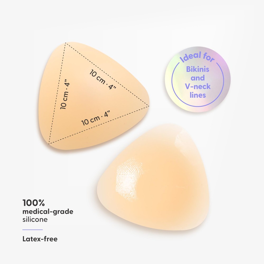 LELUSKIN Triangular Ultra-Thin, Reusable, Adhesive, Cup Size B-D+, Vanilla