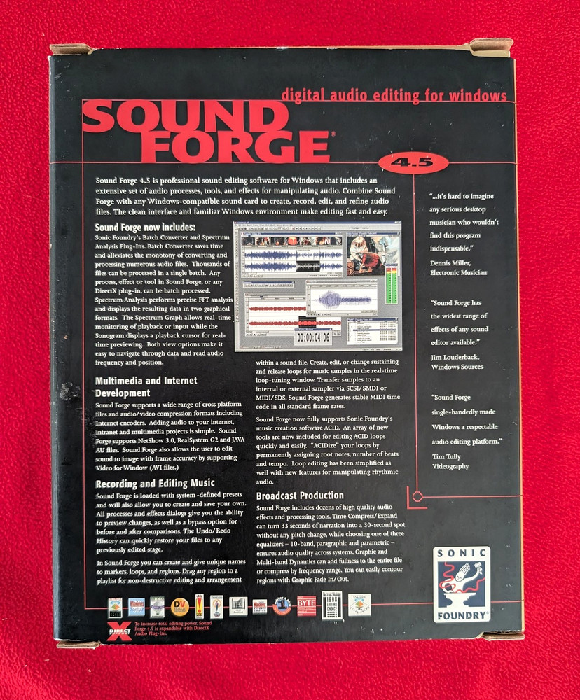 SOUND FORGE 4.5 Digital Audio Editing From Sonic Foundry