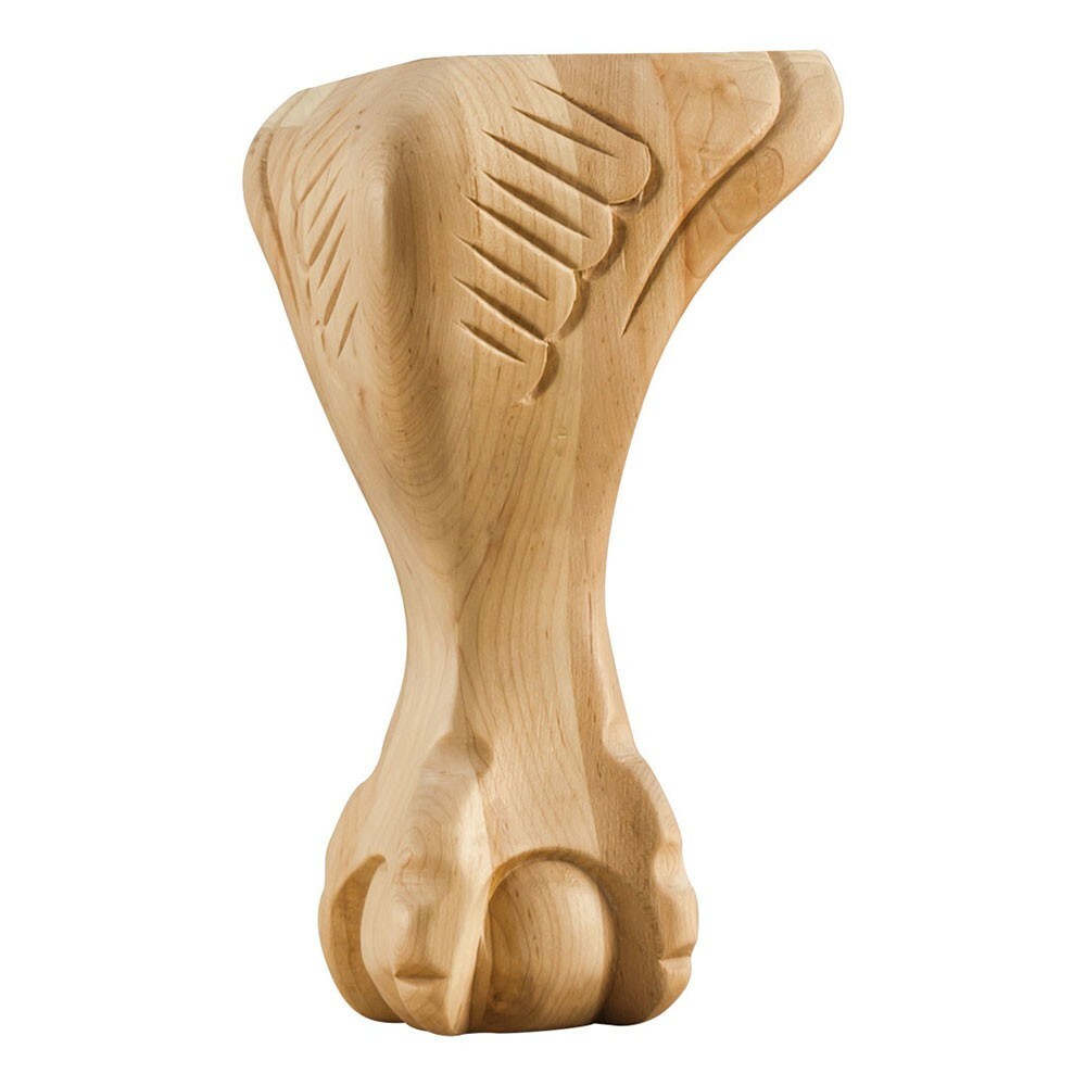 ONE- 4-1/2" x 4-1/2" x 8" Carved Traditional Ball & Claw Leg