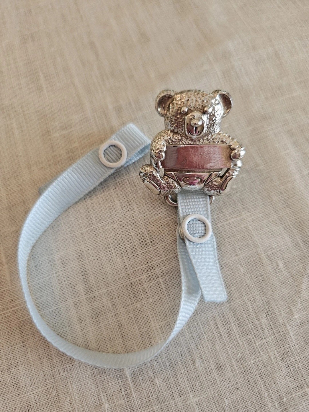 Empire Sterling Silver Teddy Bear Baby Boy Pacifier Clip .925 Blue Engravable