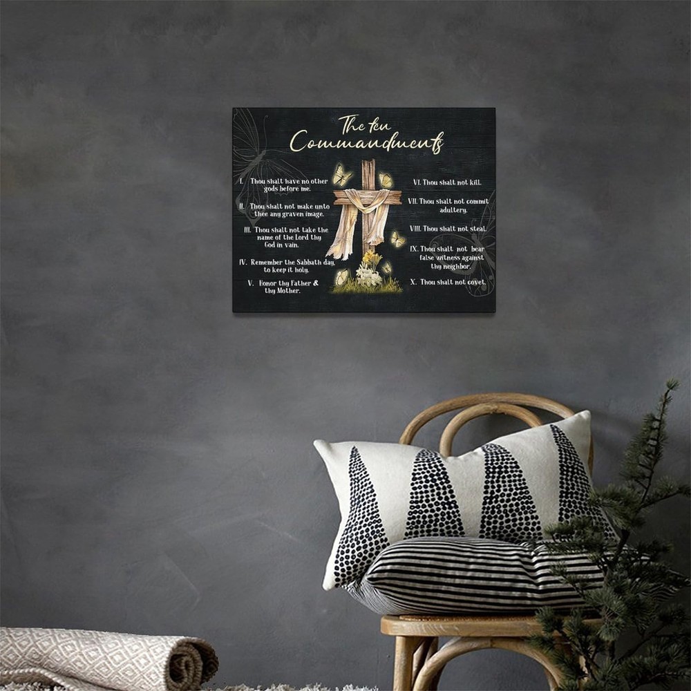 eiffecho 10 Commandments Wall Art 10 Commandments Pictures Wall Decor Canvas ...