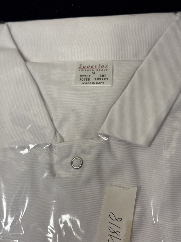 Publix Meat Cutter Custom Cuts Coat Jacket Button Long White Collar Size Medium