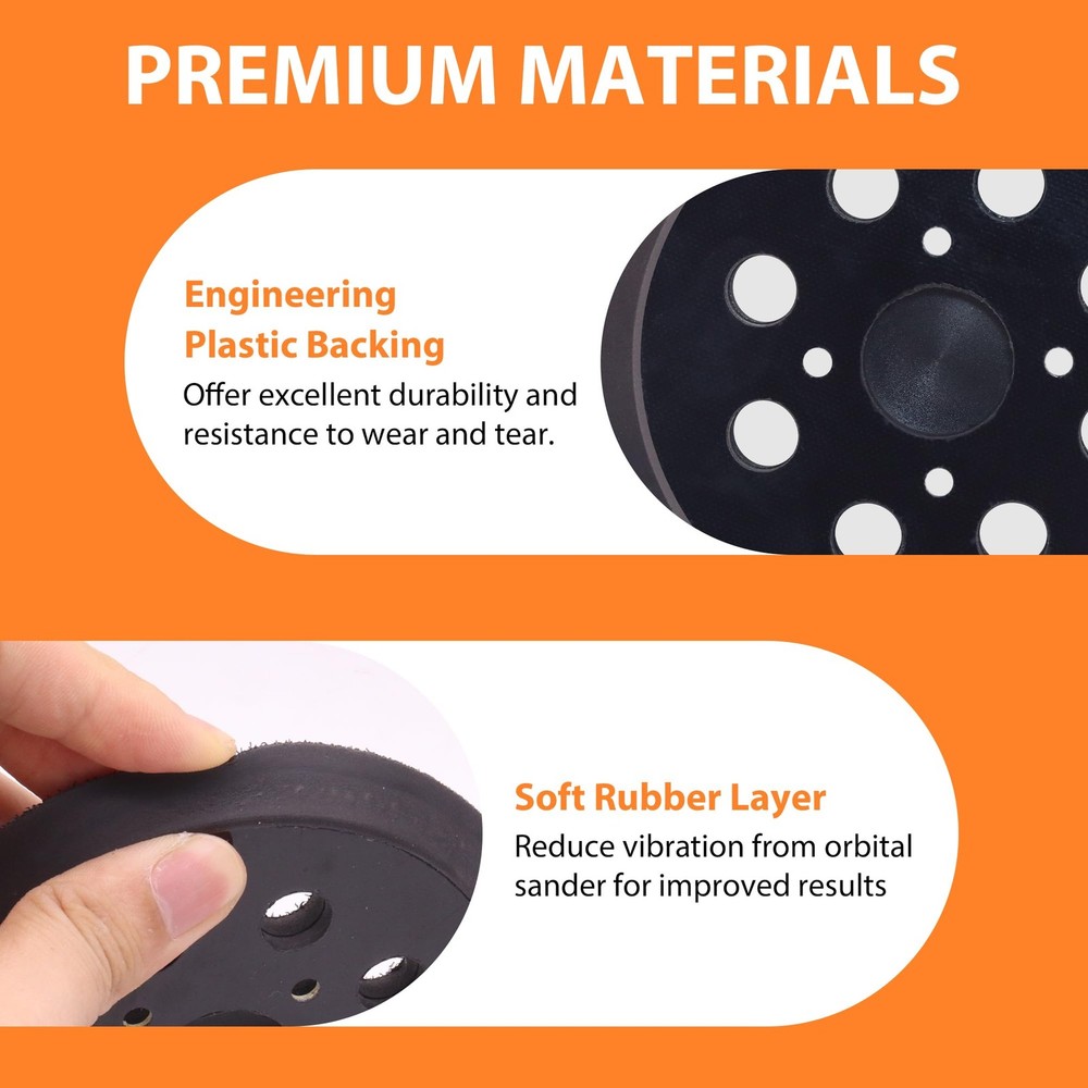 5-Inch Sander Replacement Pad, Universal Hook and Loop Orbital Black