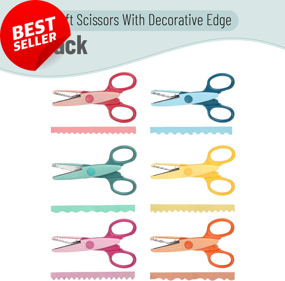 Decorative Craft Scissors 6 Pack Zig Zag Pattern Scrapbooking Fancy Edges