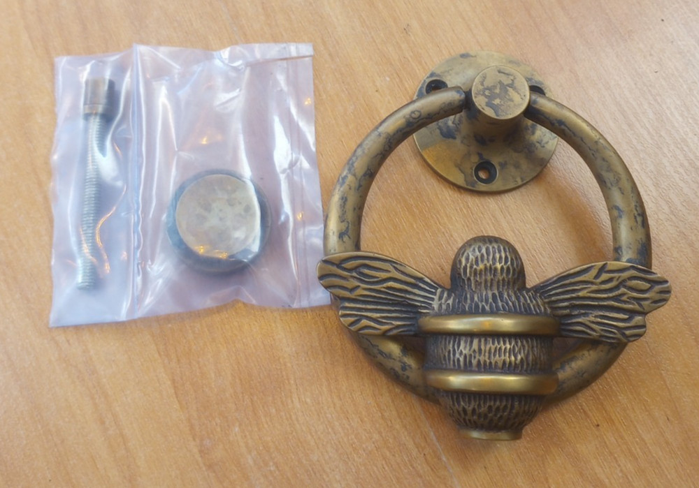 Decorative Solid Brass Bee Ring Hardware Door Knocker Heritage Finish