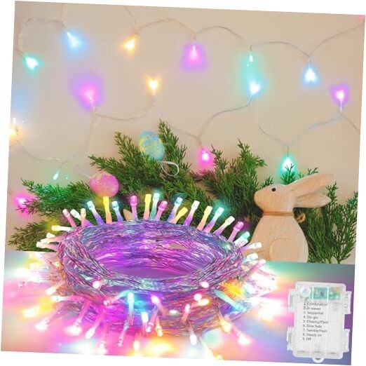 30 LED Easter String Lights - 11.5Ft Colored Battery Mini Light with 8 Pastel
