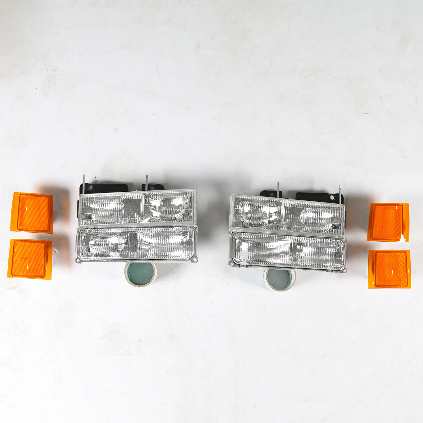 For 1994-1998 Chevy Silverado Headlights OBS C/K 1500 2500 3500 w/ Bumper Lamps