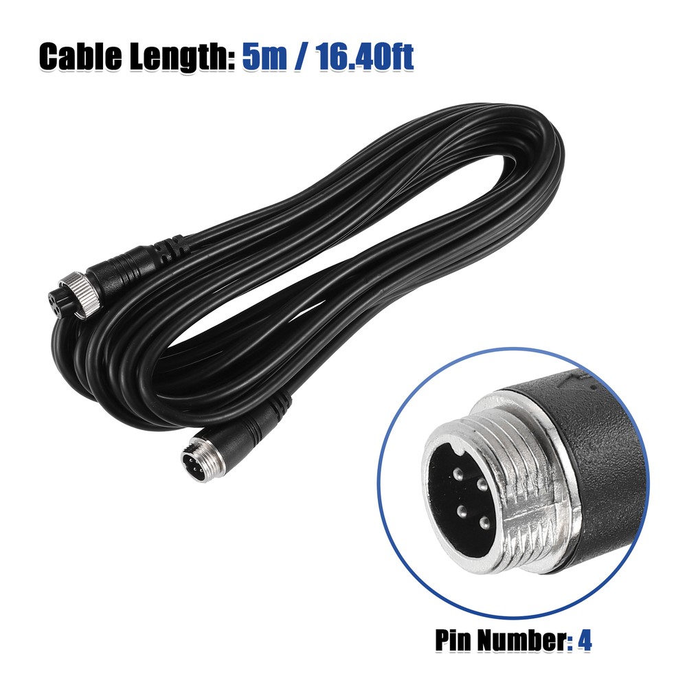 4pin 16.40ft Backup Camera Aviation Cable Car Video Extension Cable Universal