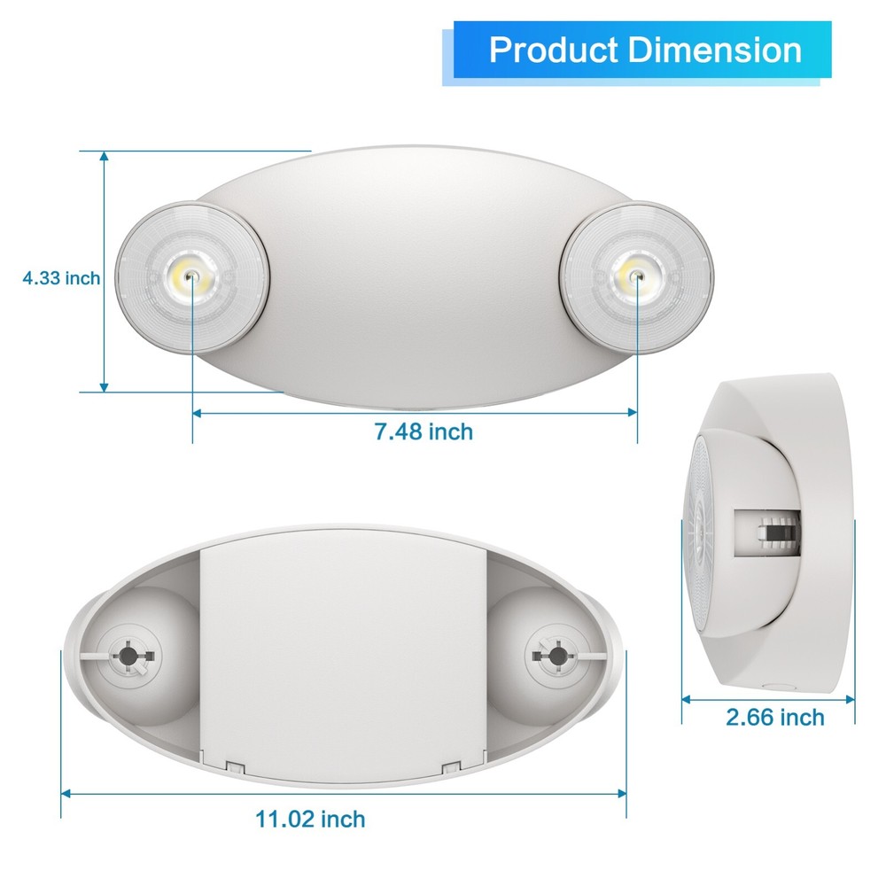 UL Listed 2 Packs Led Emergency Light Exit Lighting Commercial Emergency Lights