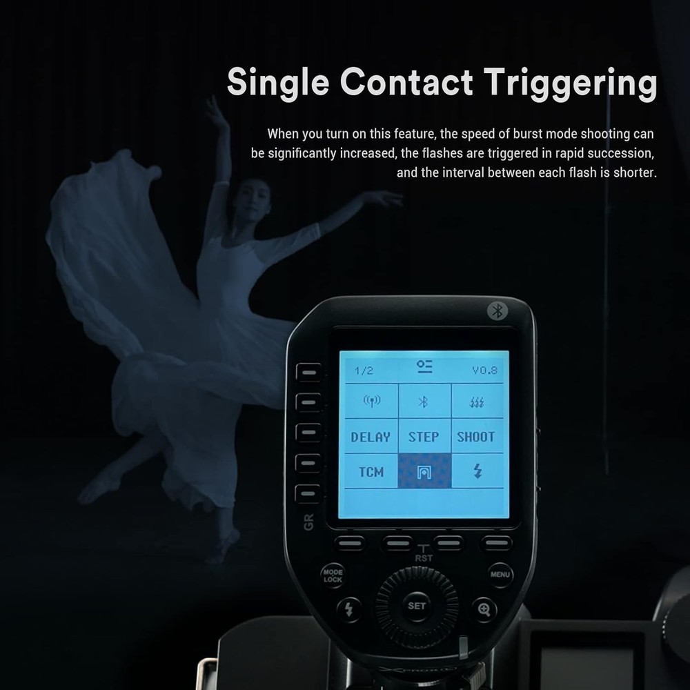 Wireless Flash Trigger for Nikon Cameras with TCM Bluetooth Hotshoe Locking LCD