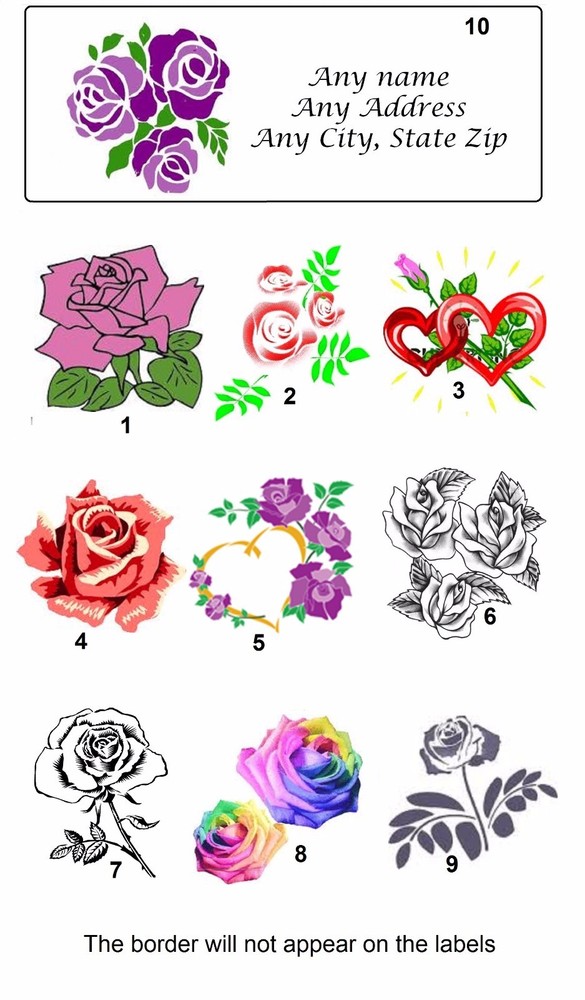 30 Personalized Address Labels Roses (HA 3)