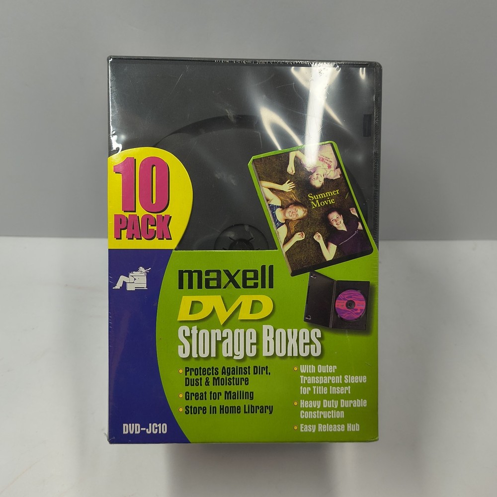 Maxell DVD Storage Boxes 10 Pack DVD-JC10 Tall DVD Case