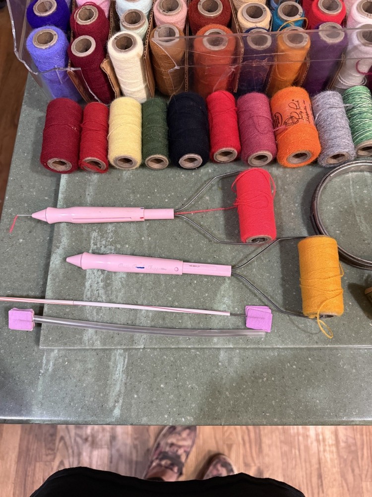 Pretty Punch Dial-A-Loop Needle Punch with Threader and Yarn Thread Spools,More!