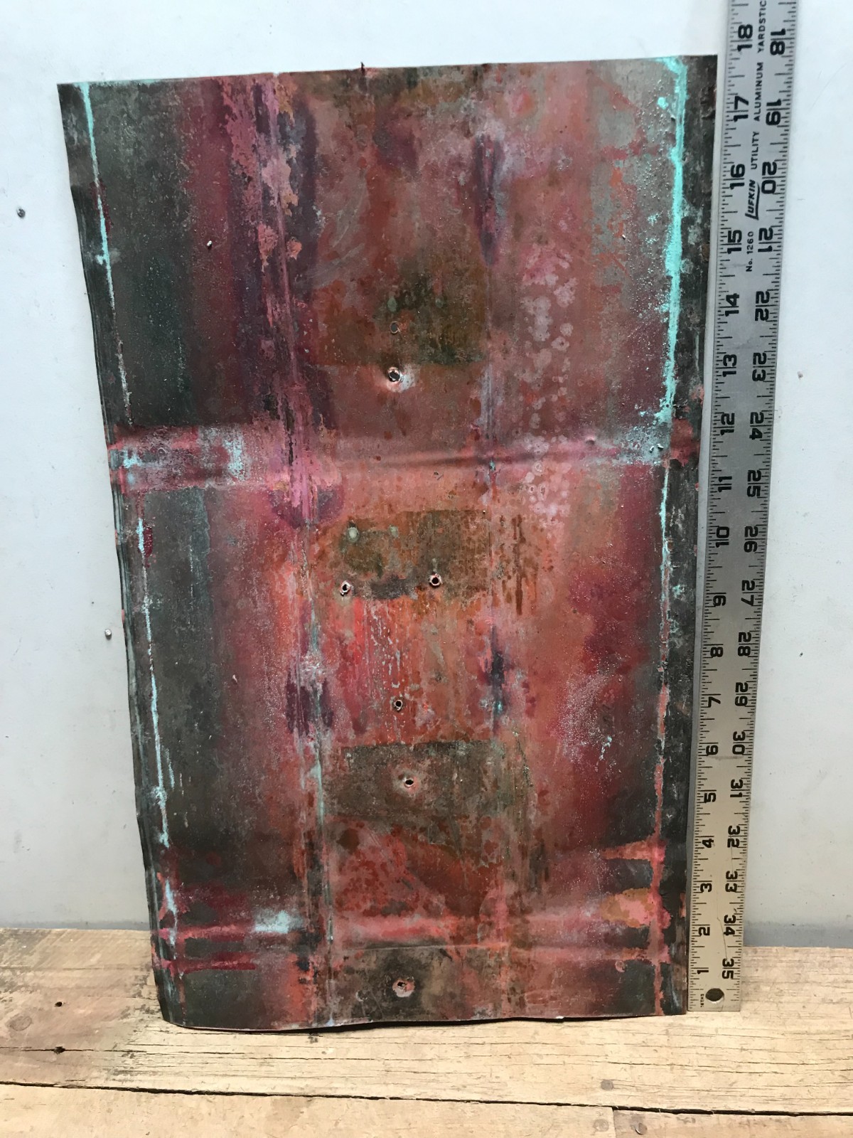 Sheet Copper 18" x 11" Natural Patina Colors Verdigris gauge 24 (N)