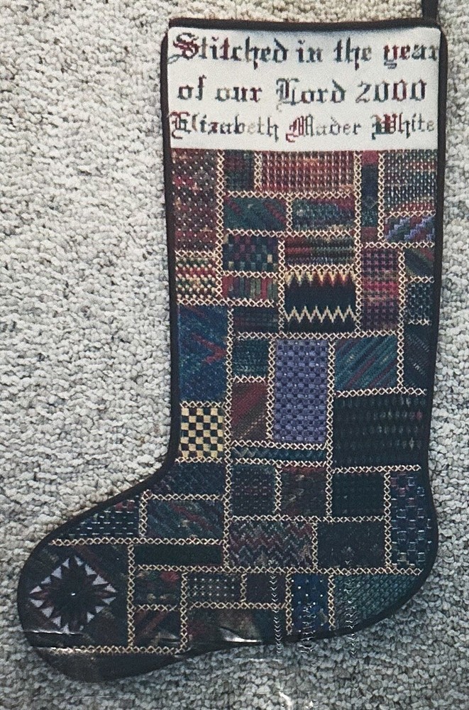 PATCHWORK CHRISTMAS STOCKING Needlepoint Chart Pattern Design Dreams Of Stitches