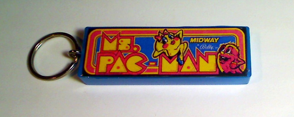 Ms.Pac-Man Arcade Marquee Coin Door accessory Keychain