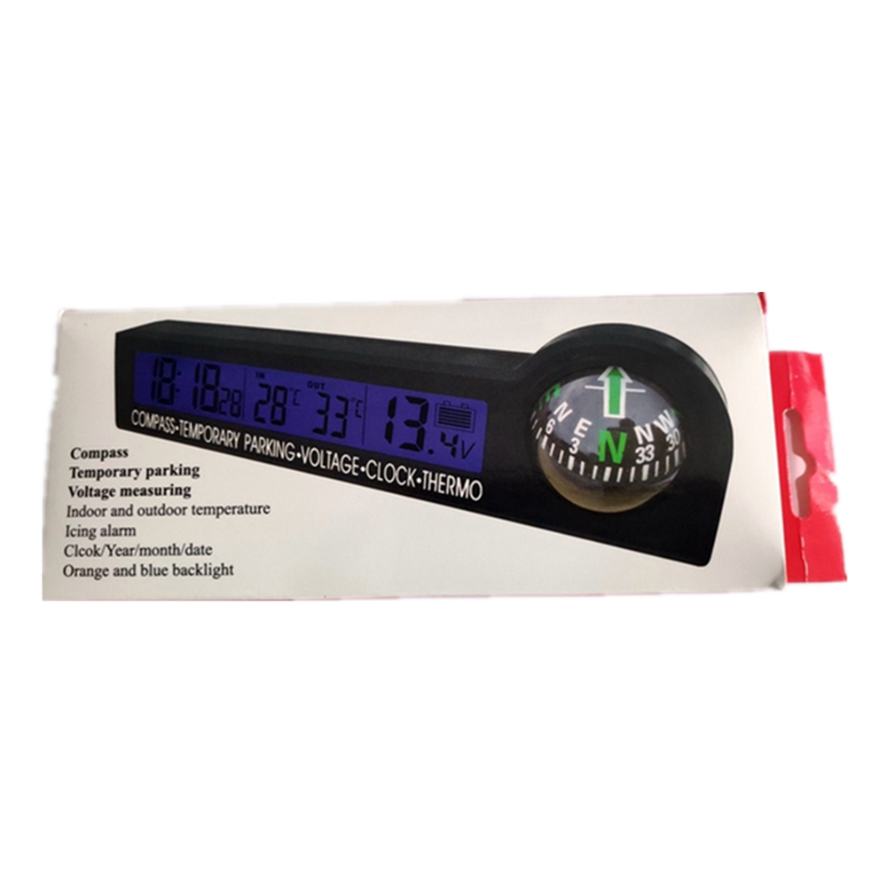 Car Thermometer Meter Digital Clock LCD Icing Alarm Inside/Outside Temperature