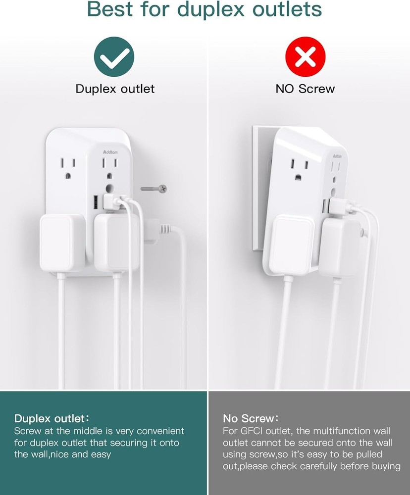 Surge Protector Outlet Extender with USB Ports