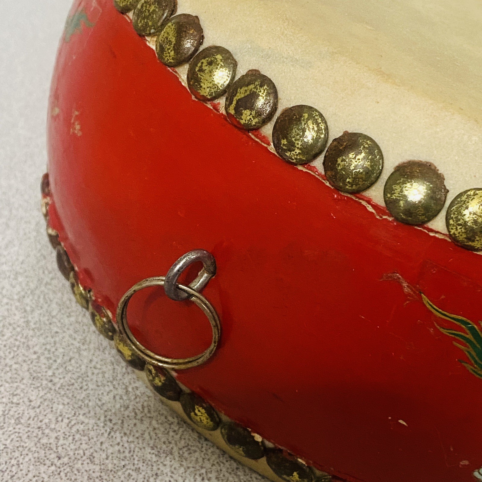 Chinese Red Dragon Dance Drum Double Sided Traditional Festival Parade Tanggu