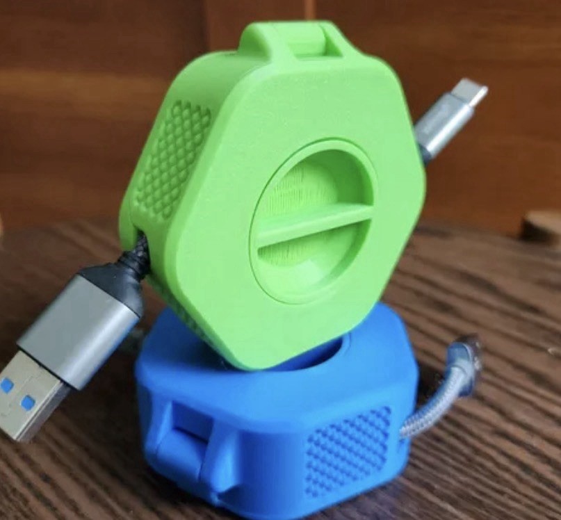 Reusable Adjustable Plastic Cable Winder  Blue Set of 2  medium