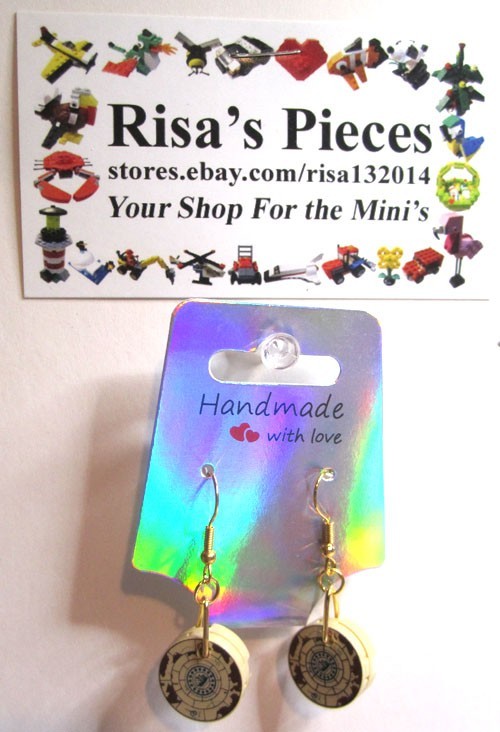 LEGO Loop 2x2 Round Tile Earrings - Map - (2 Pieces)