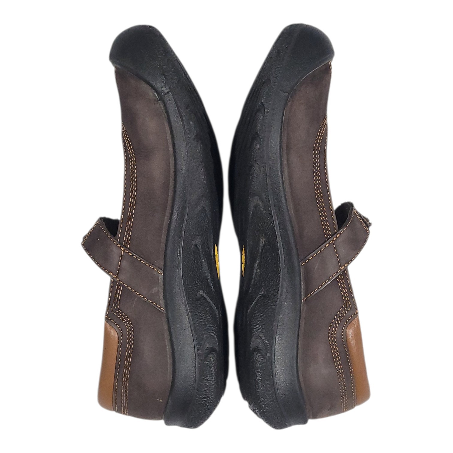 Keen Mary Jane Shoes Women's 8 Brown Leather Slip On Flower Detail EXCELLENT