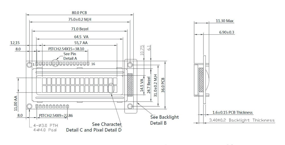 3.3V Black White 16x2 Character LCD Module Display/Tutorial,Serial SPI/Parallel