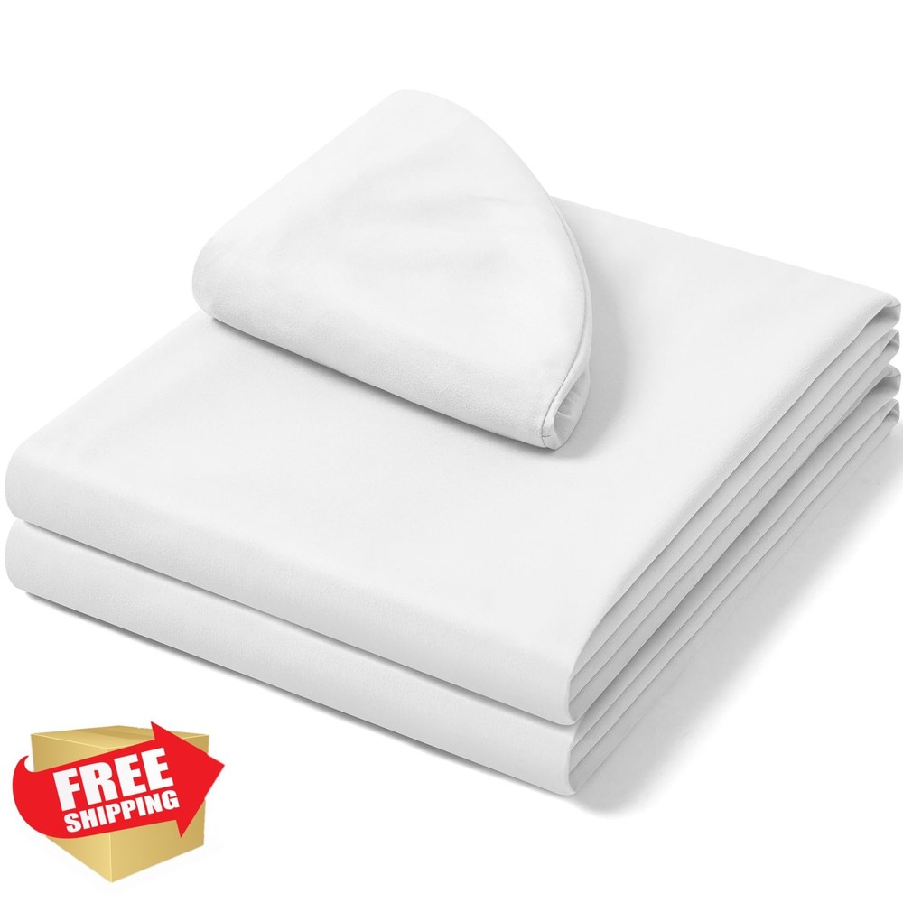 Comfyanno Massage Table Sheets Set 3pc Microfiber White Fitted Flat Cover