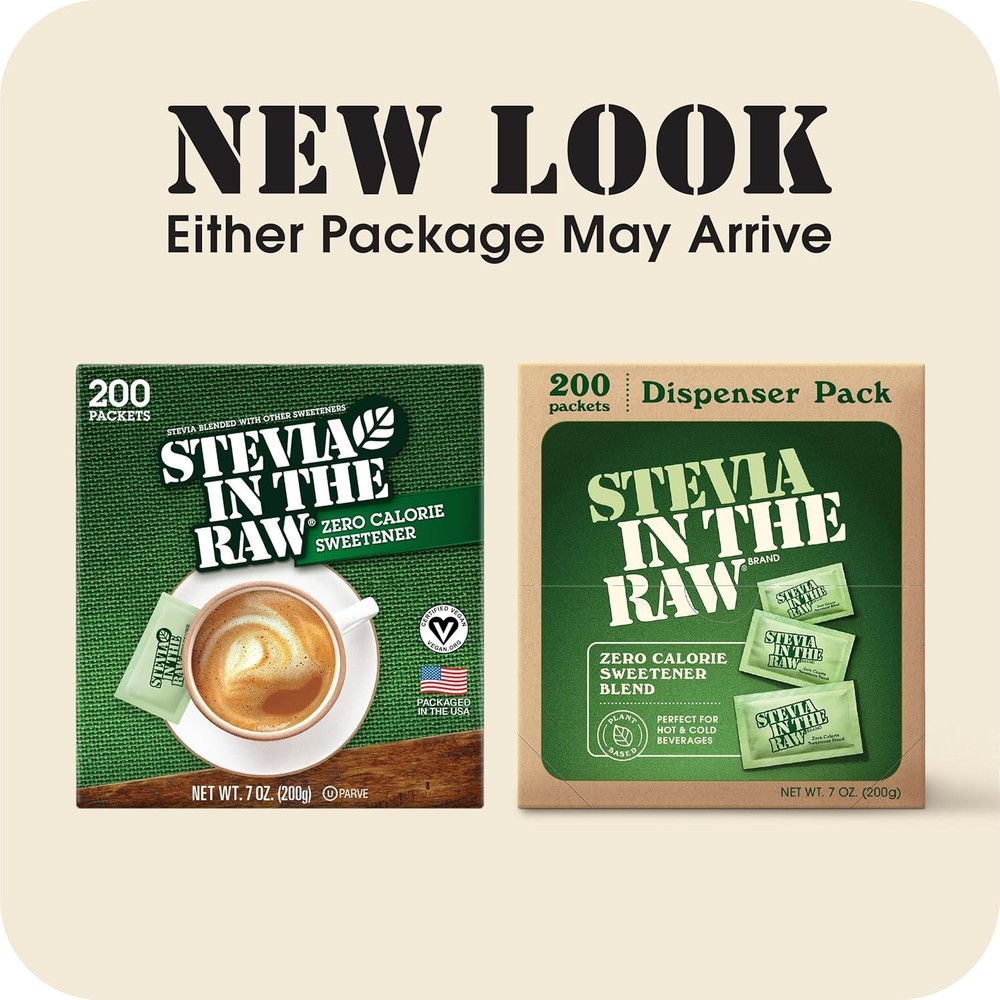 200 Count Zero Calorie Stevia Sweetener Packets - Perfect for Drinks & Baking