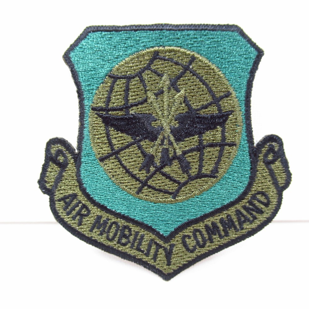 US Air Force Air Mobility Command Patch Embroidered Globe and Wings Vintage