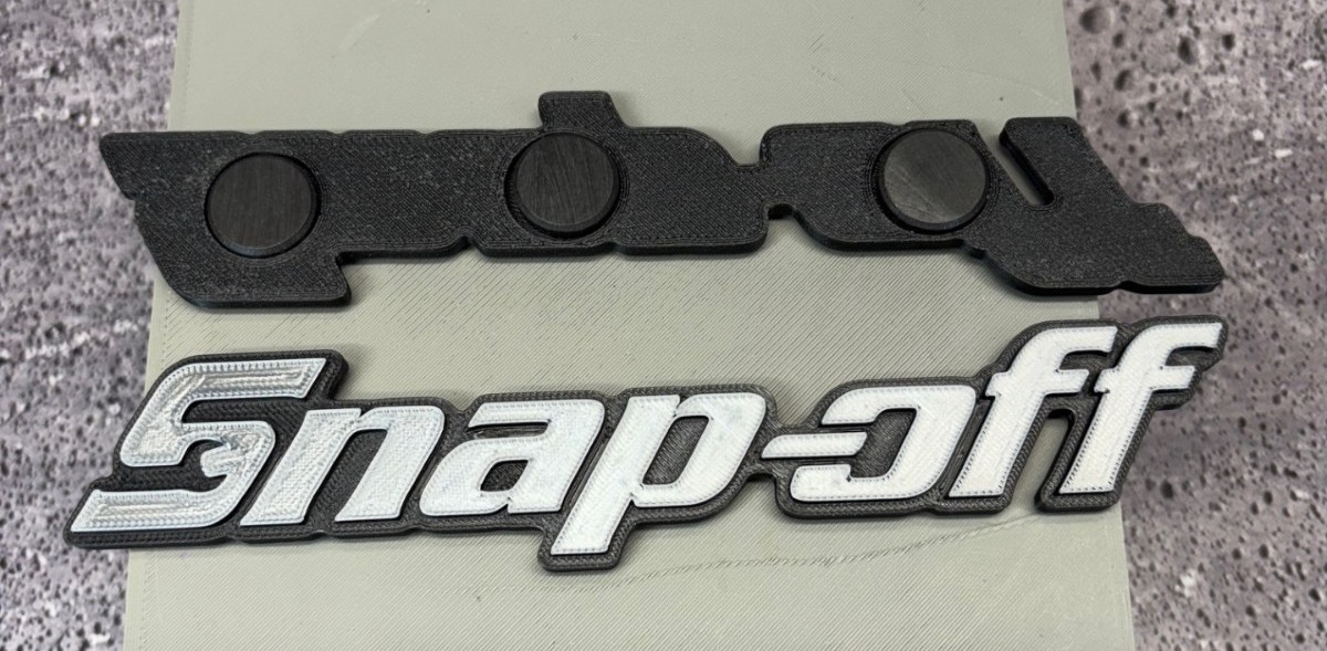 Snap-off 3D Printed Magnet; Toolbox Badge; Made in USA: 7" x 1.5"