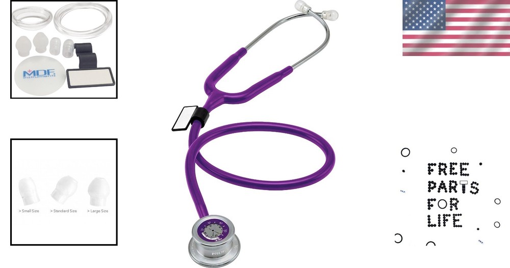 Versatile Digital LCD Clock Stethoscope with Soft Eartips - Purple Excellence