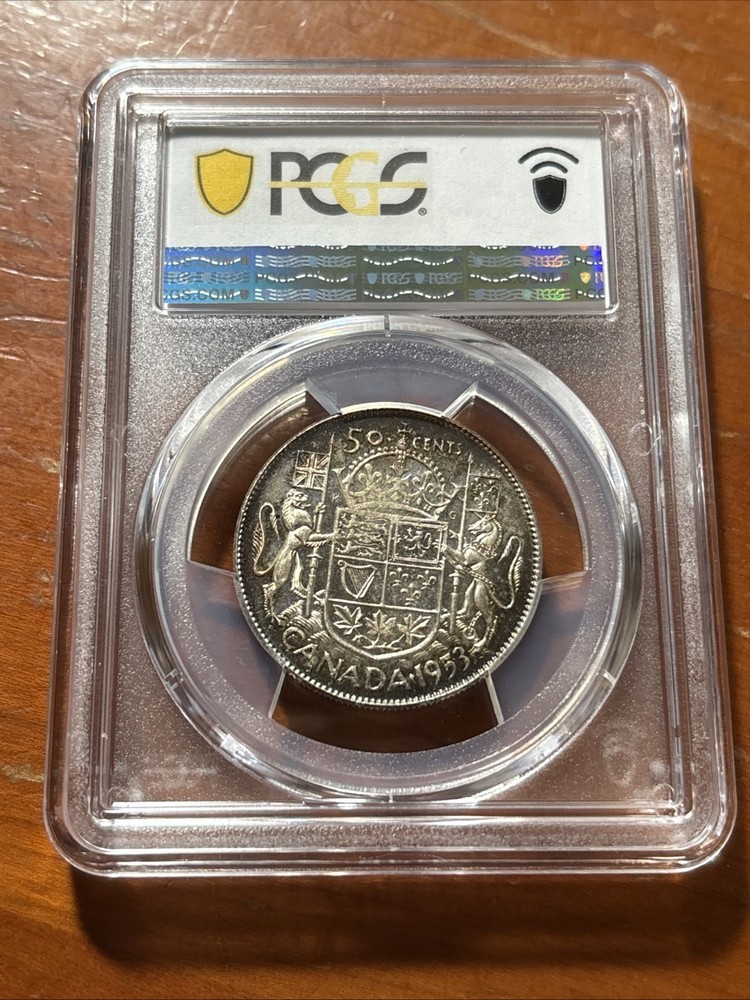 1953 Canada 50 Cents SD Small Date No Strap - PCGS MS65