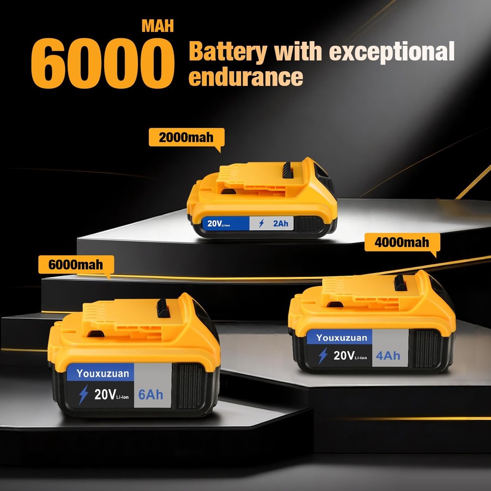 6 Ah Replacement for 20 Volt Battery Replacement Compatible with 20V MAX Batt...