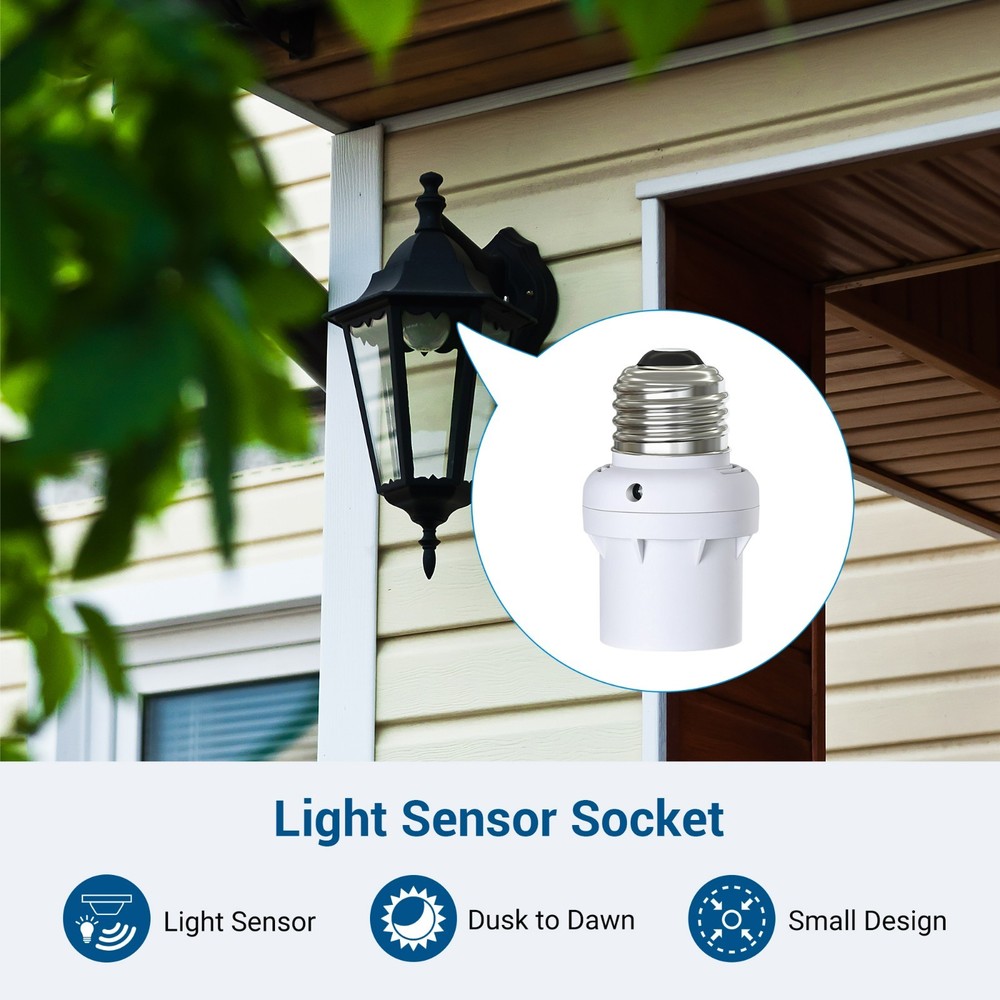 DEWENWIL 6 Pack Light Sensor Socket, E26 E27 Dusk to Dawn Light Sensor Socket