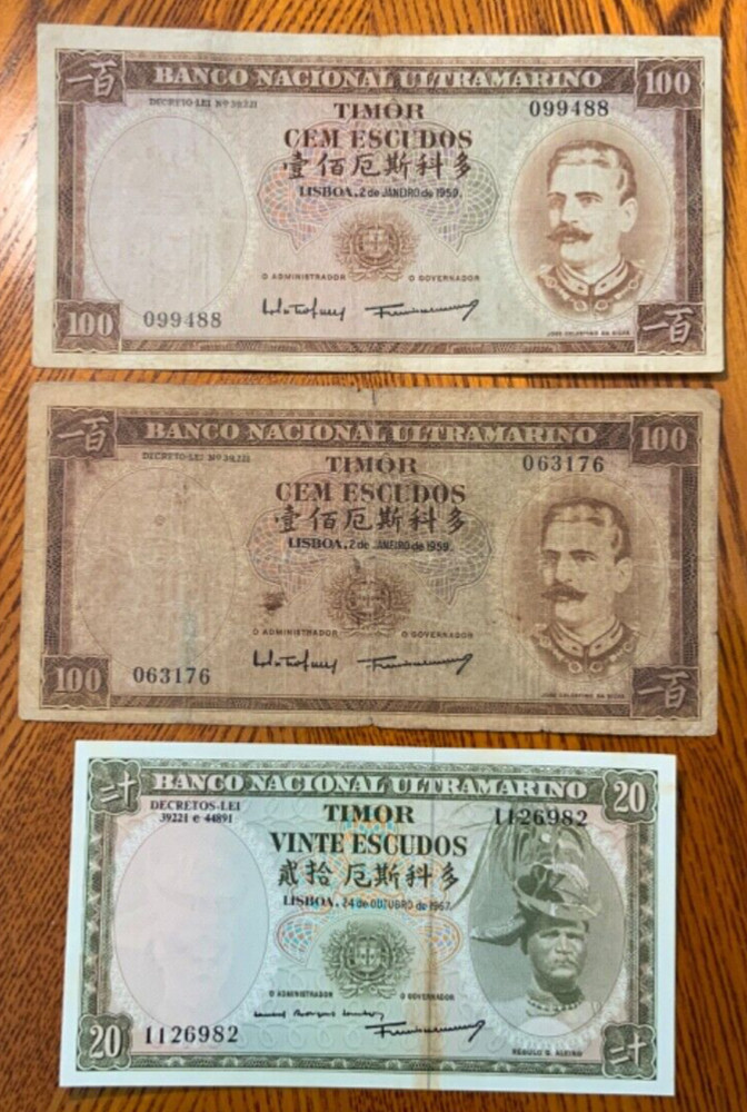 Vintage banknote lot from Timor.
