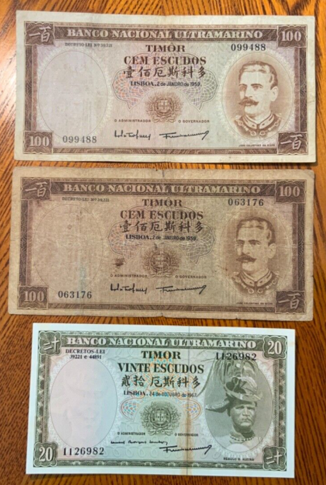 Vintage banknote lot from Timor.