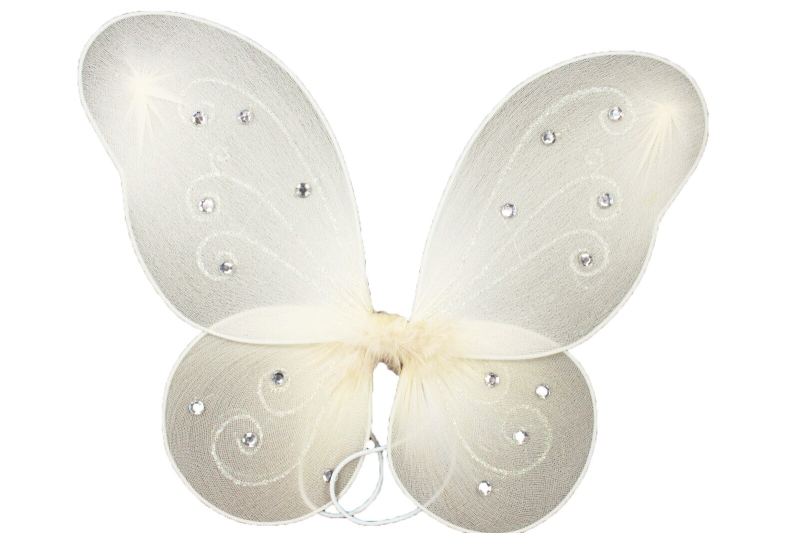 IVORY Butterfly Fairy Organza Nylon WINGS Glitter & Gemstones Choose Size
