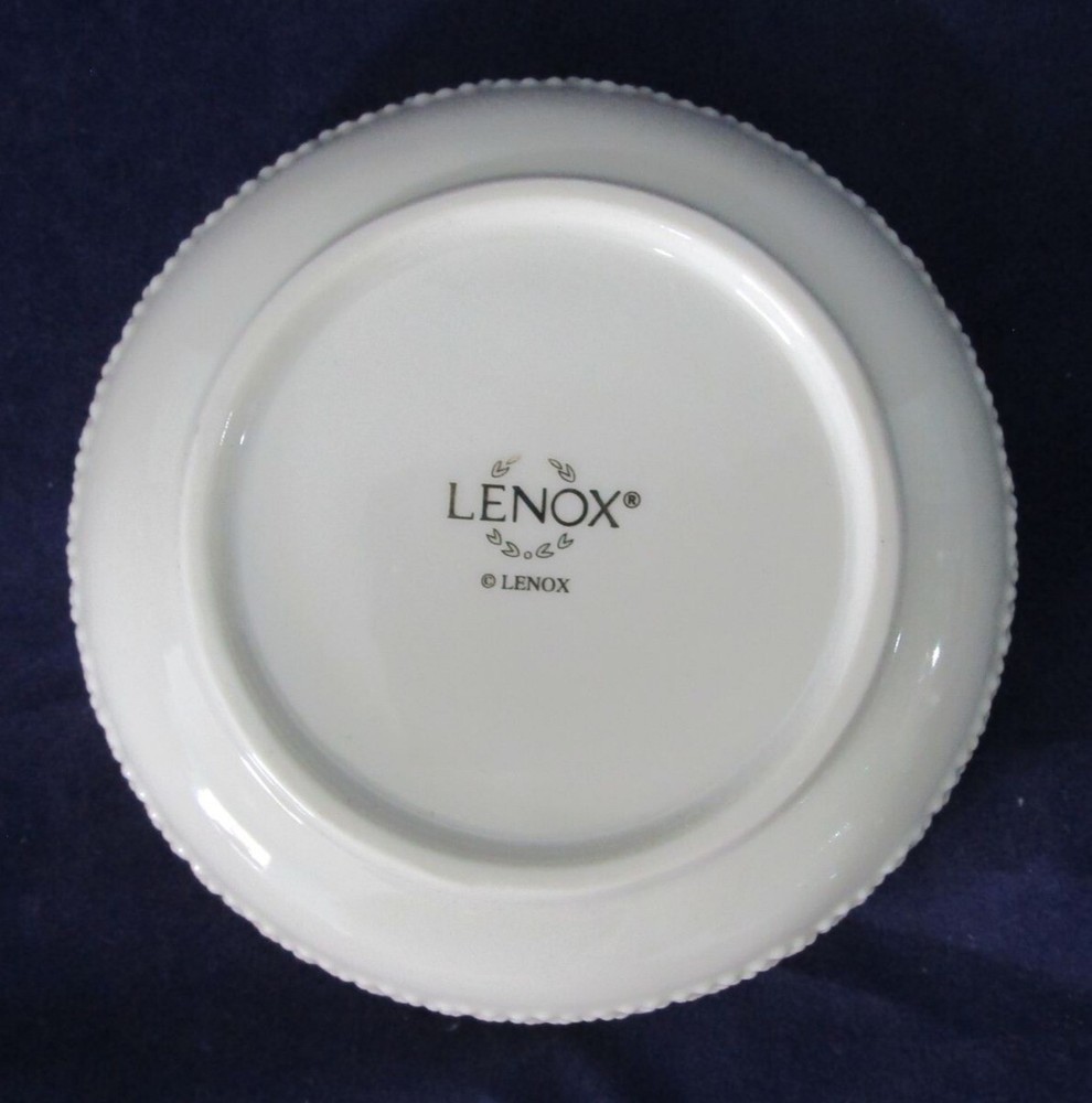 Lenox Embossed Dot Interlocking Circles Gold Trim Cream Nut Candy Small Bowl EUC