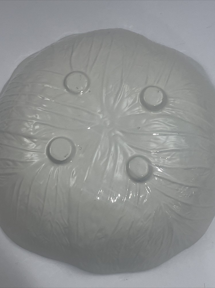 White Cabbage Leaf Ceramic Serving Bowl Hand Painted 12” D