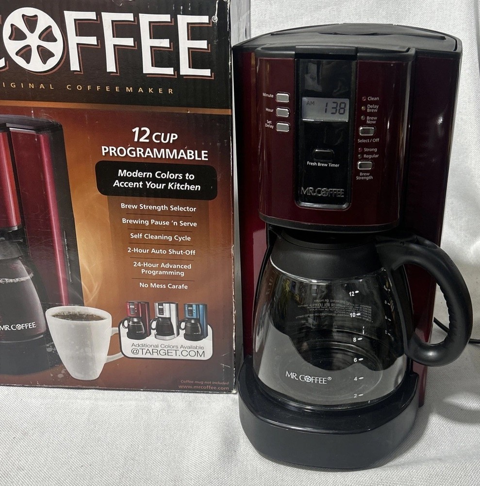 Mr Coffee 12 Cup Programmable Coffee Maker Red Metallic BVMC-TJX36