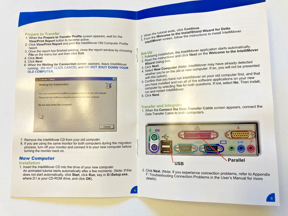 INTELLIMOVER V3.0 by Detto -PC Data Transfer Kit-USB or Parallel File Transfer