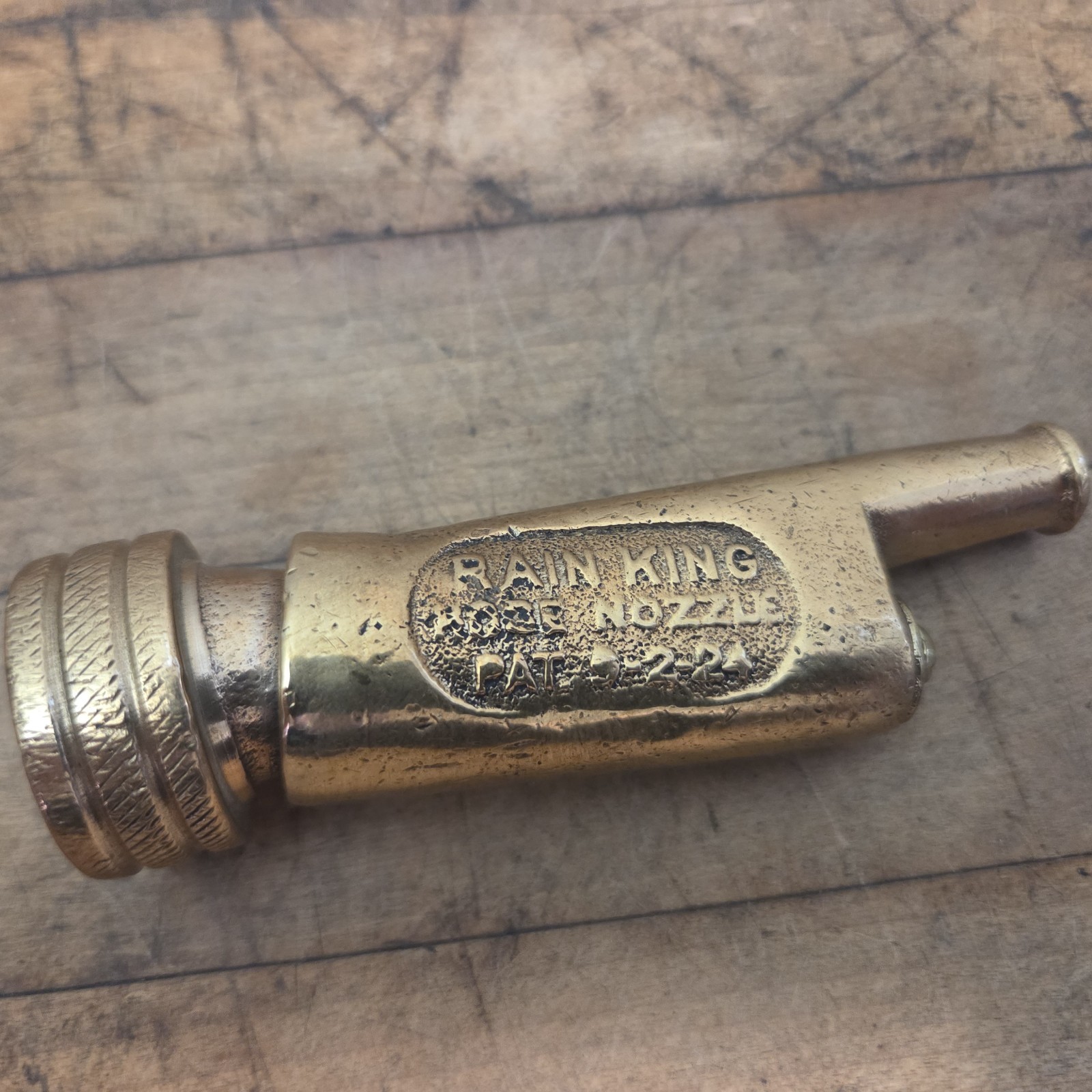 Antique RAIN KING Brass Hose Nozzle Chicago Flexible Shaft Company Patent 9-2-24