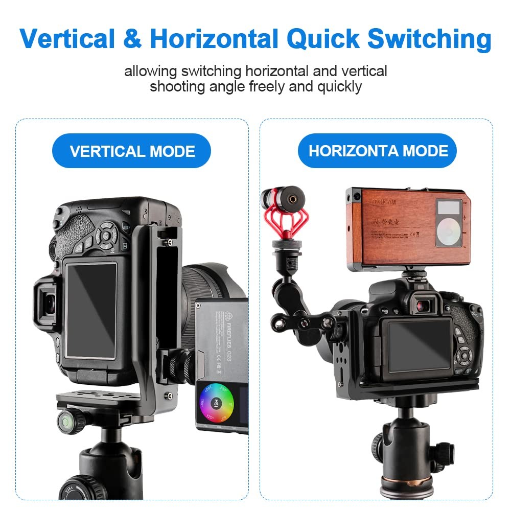 (Real Single One) DSLR Camera L Bracket Quick Release Plate Vertical Black-03