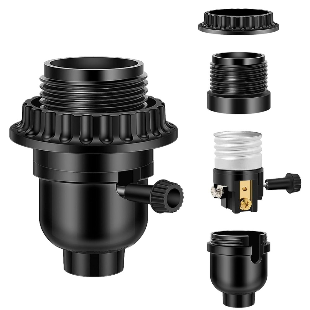 Listed E26 Light Socket with ON/Off Switch – Black Lamp Socket Replacement